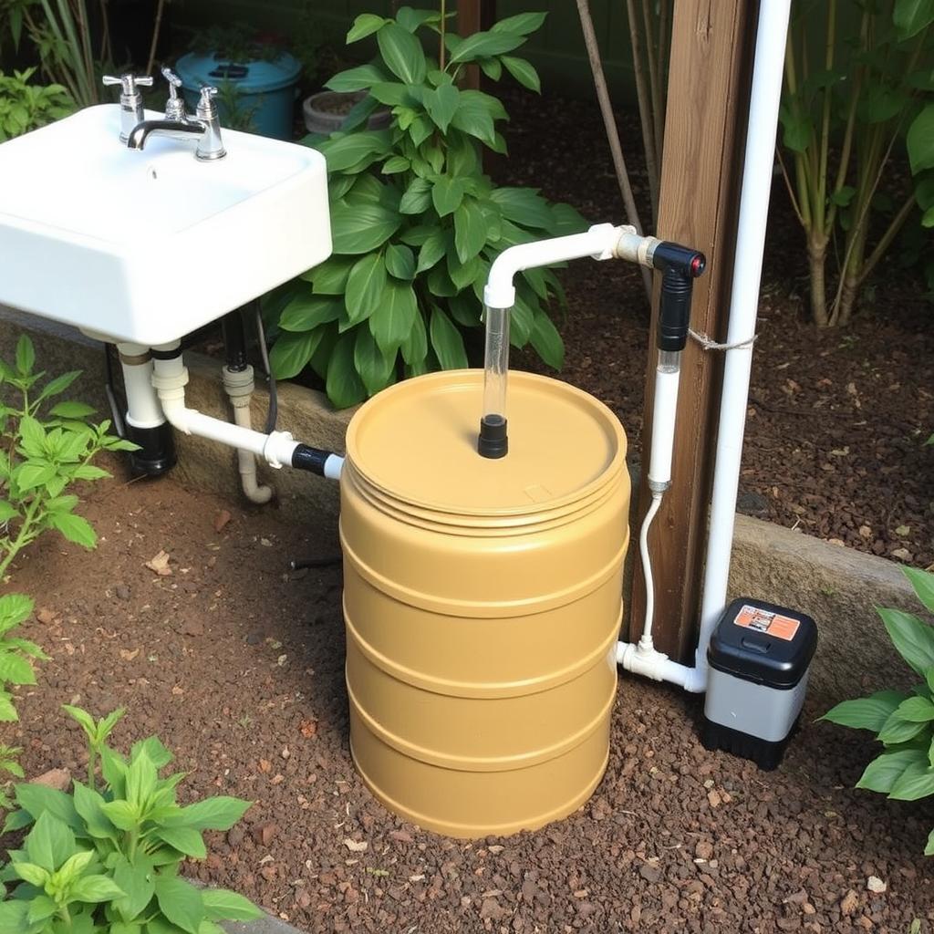 Pump-assisted rainwater collection system with outdoor sink