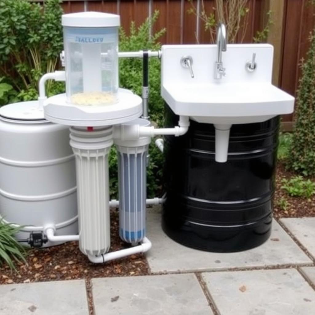 Rainwater collection system with advanced filtration for outdoor sink