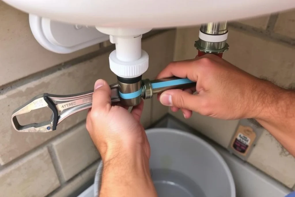 Repairing a leaking supply line connection Repairing a leaking supply line connection