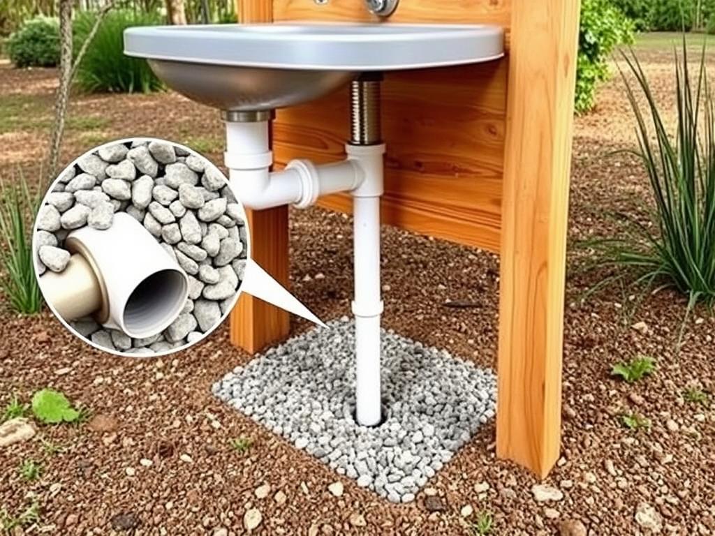 Simple gravel pit drainage for outdoor sink