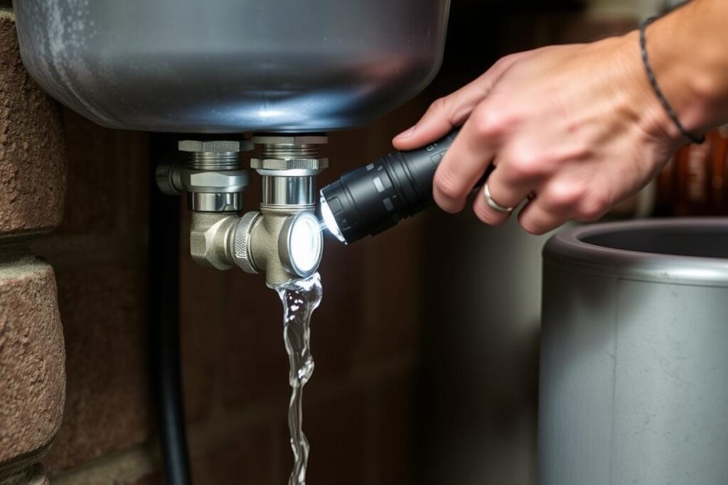 Testing outdoor sink water supply for leaks