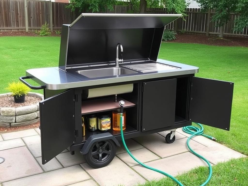 Backyard Banger portable outdoor sink with garden hose connection