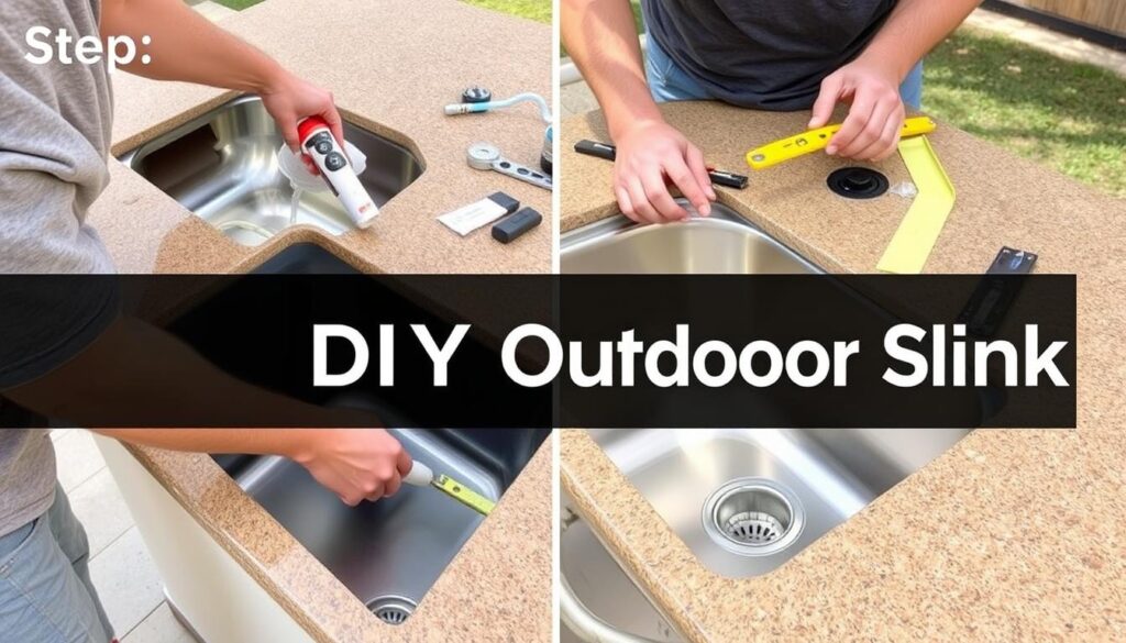 DIY outdoor sink installation showing key steps and tools required