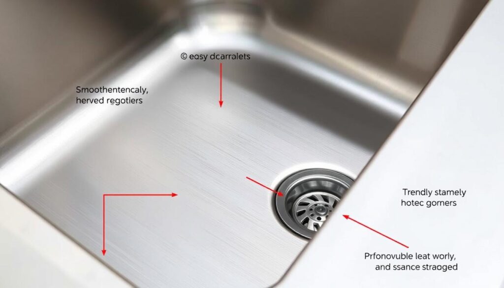 Easy-to-clean commercial-grade outdoor sink for restaurants with rounded corners