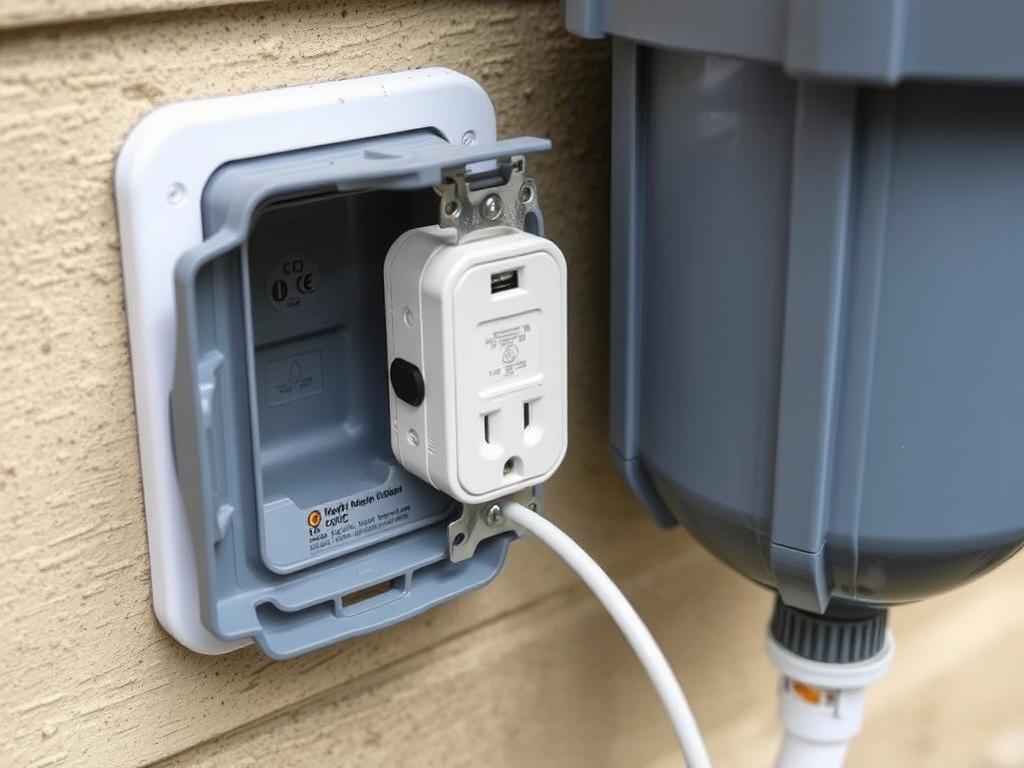 GFCI outlet for outdoor water filtration system