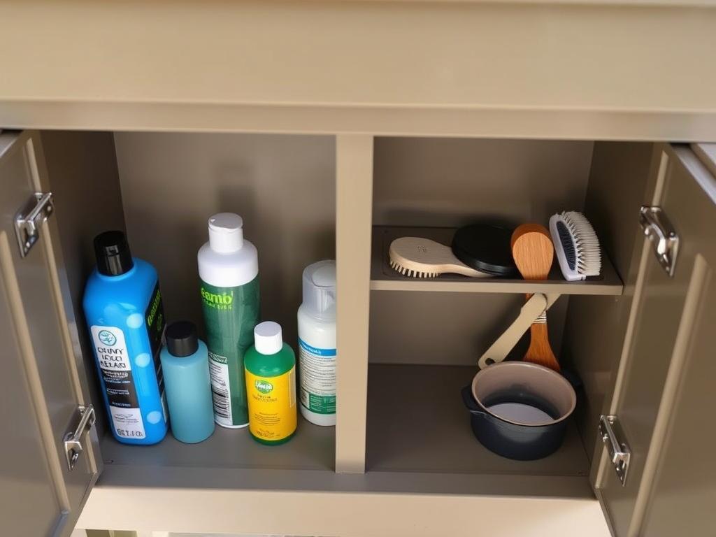 Storage compartments on outdoor pet washing station