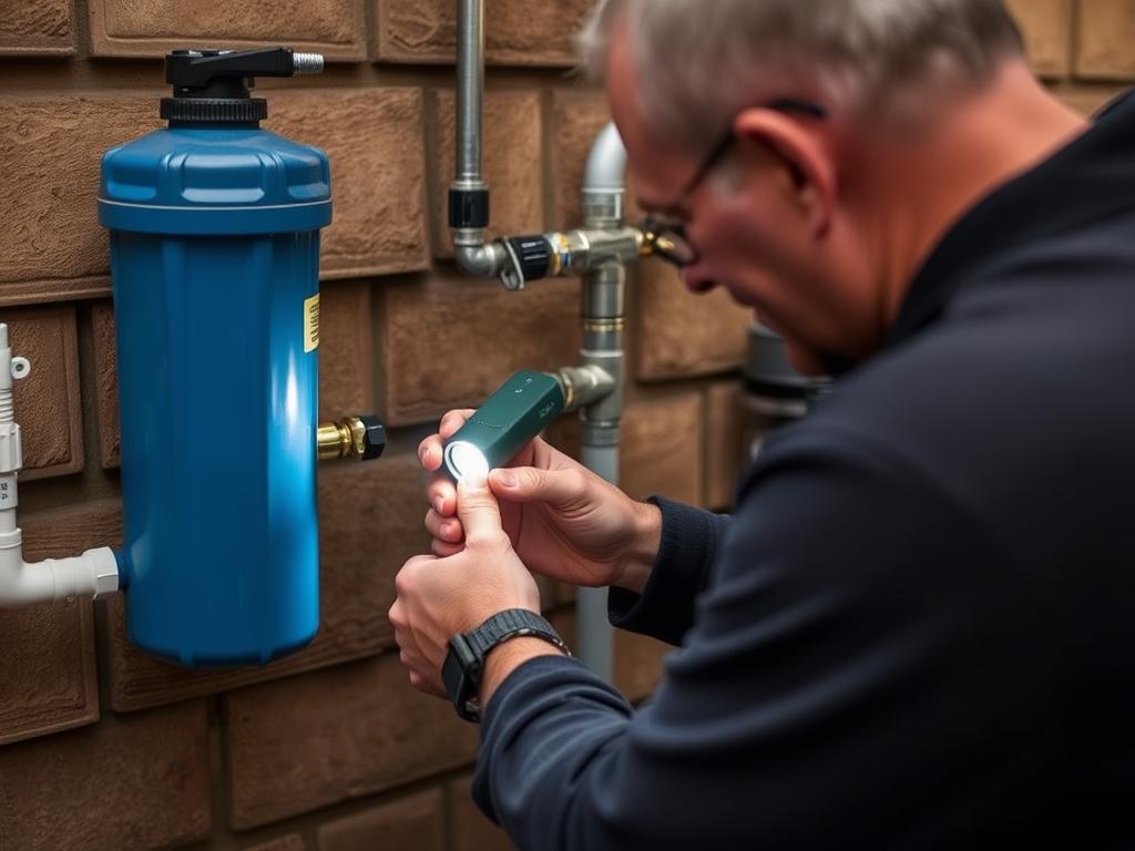 Testing for leaks in newly installed outdoor water filter