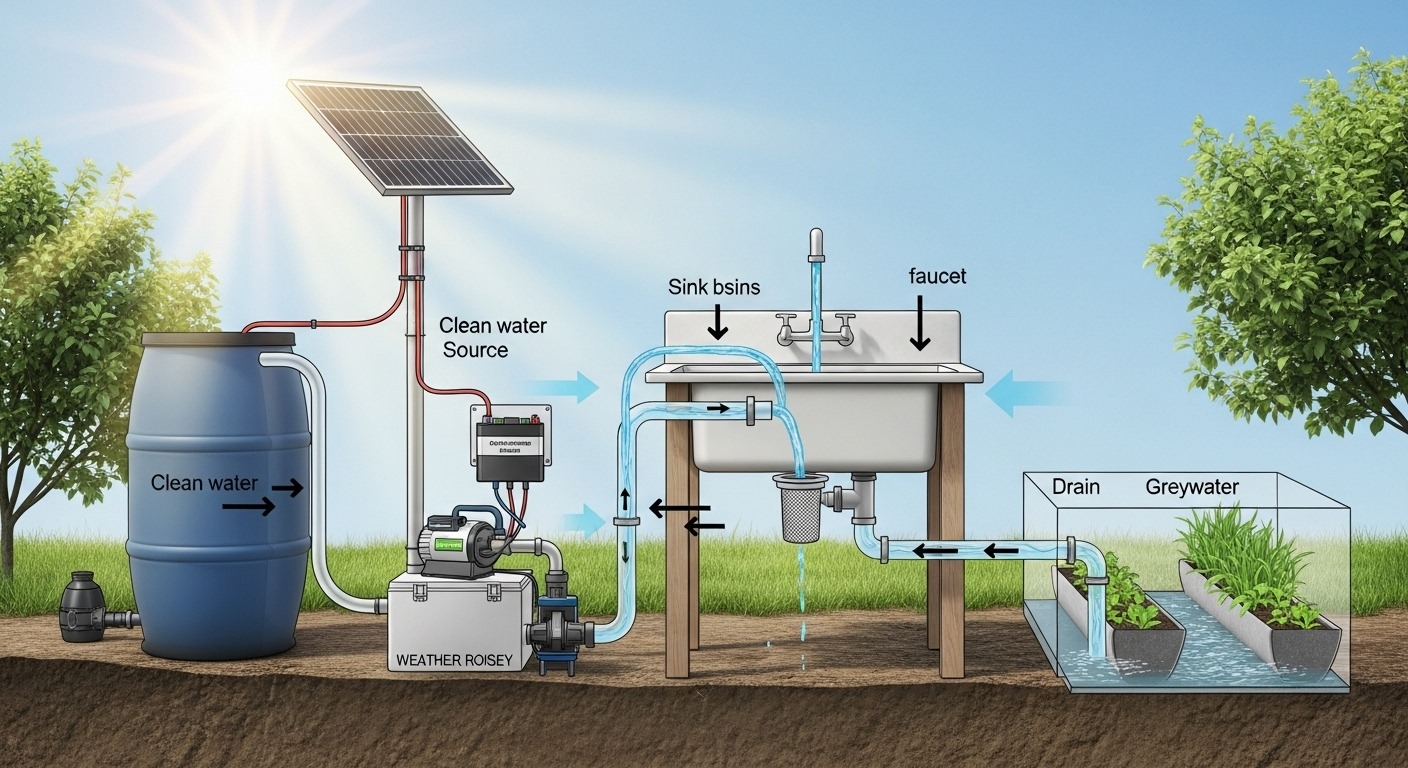 Solar-powered outdoor sink 