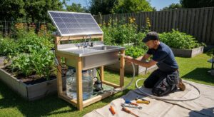 installing a solar-powered outdoor sink system